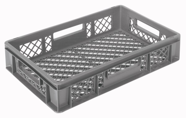 Behälter grau 60x40x12cm Standard Boden und Wände perforiert