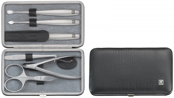 Rahmen-Etui, Elchleder, schwarz, 6-tlg.