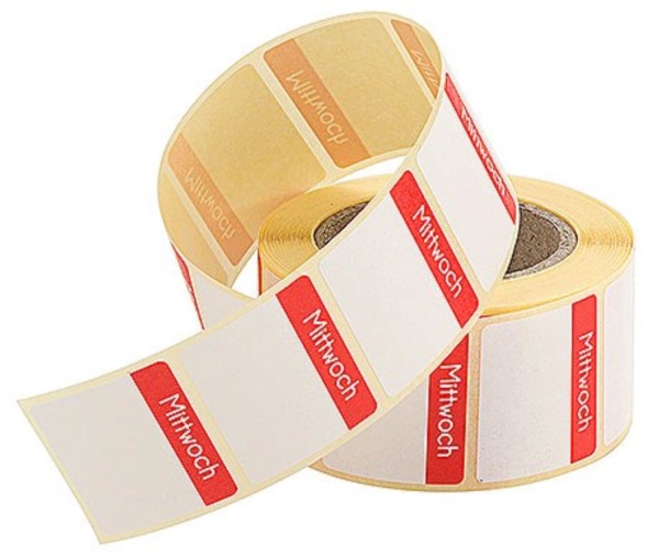 Etiketten 30x24 mm auf Rollen zu 500 Stk. Mittwoch