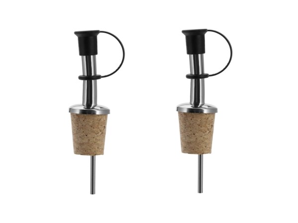 2er Set Ausgiesser, Inox , Naturkorken, Schlaufenklappe