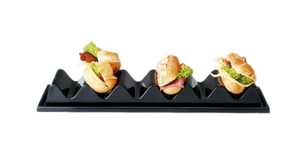 Snackpresenter mit 6 Mulden, 60x19cm H7.5cm