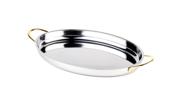 Servierpfanne 31x21.5cm H3cm, Griffe vergoldet