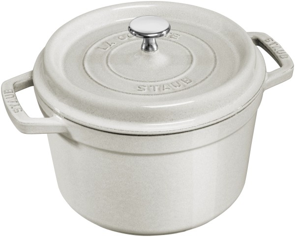 Cocotte hoch 24cm, rund, Weisser Trüffel, Gusseisen