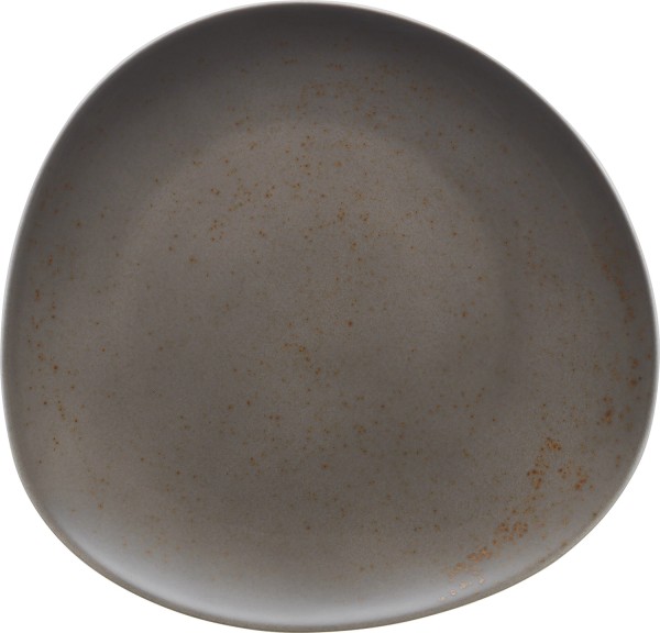 Pottery Unique Darkgrey Teller flach asymmetrisch coupe 12cm