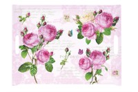 Romantic Roses Tablett m. Griffen45x31cm