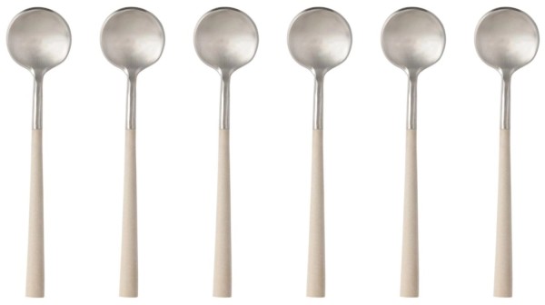 6er Set Mito Kaffeelöffel brushed Griff cream