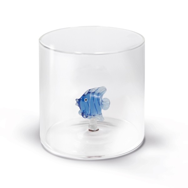 Glas aus Borosilikat 250ml Fisch blau
