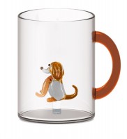 Becher m. Glas aus Borosilikatglas 420 ml Hundedekor