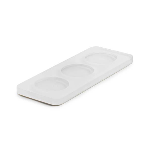Ice Tablett mit 3 Einbuchtungen 18.5x7x1cm Nacryl weiss