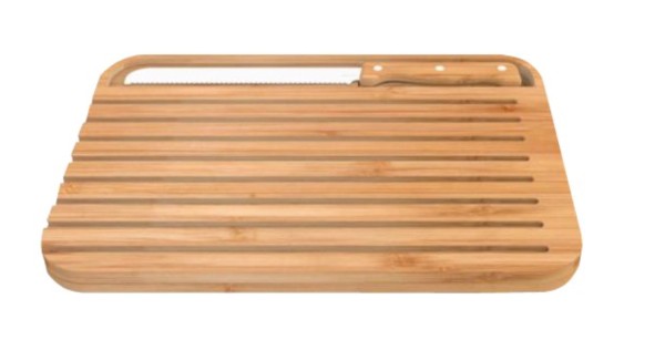 Brotschneidebrett mit Messer 36x26cm Bambus