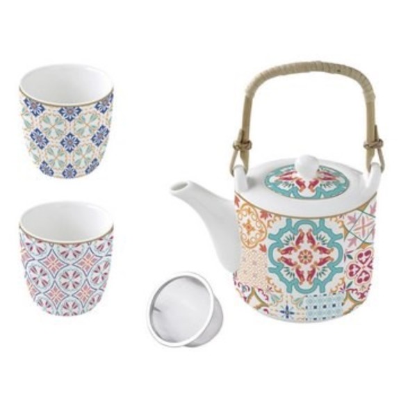 Siracusa Teekanne 600 ml mit Aufguss und 2 Tassen