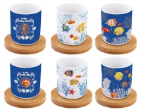 Coffee Mania 6er Espr.-becher m. Unters.Aquarium,110ml