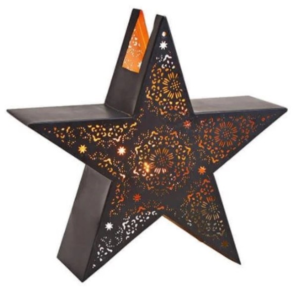 Windlicht Stern, schwarz, 31x30x10cm