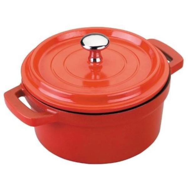 Bratentopf Mini rot mit Deckel D14cm H7.5cm 0.9lt