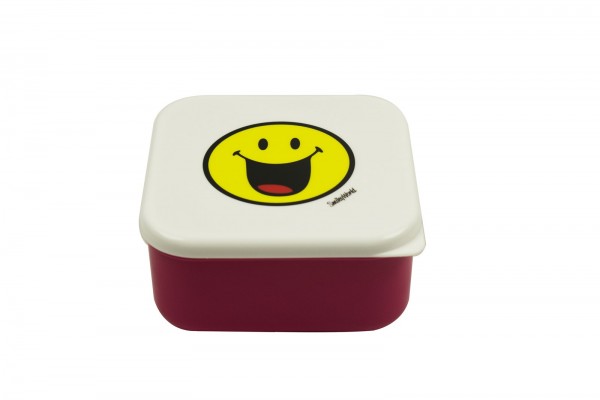Smiley Lunchbox, fuchsia/weiss, 12 x 12 cm