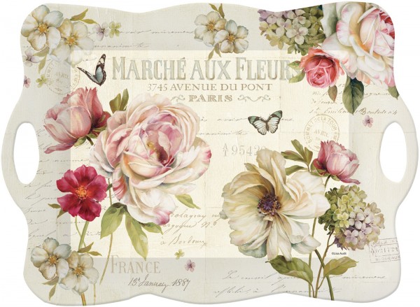 6x Fleurs Tablett m. Griffen, 53x28 cm