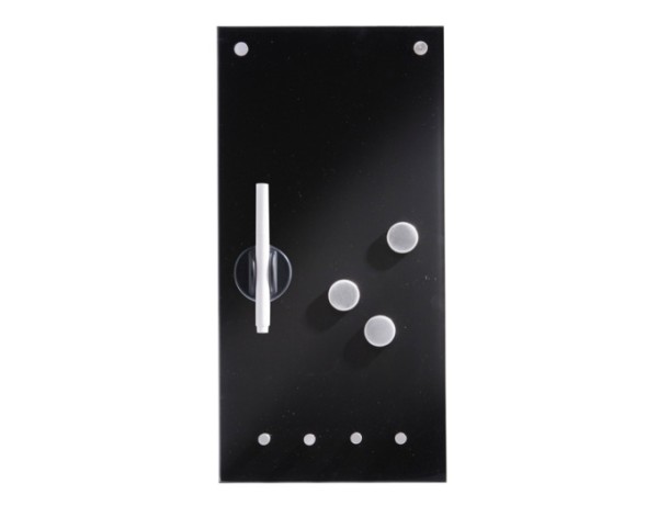 Memobord m. Haken Glas schwarz
