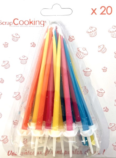 20er Set Kerzen lang bunt 12cm