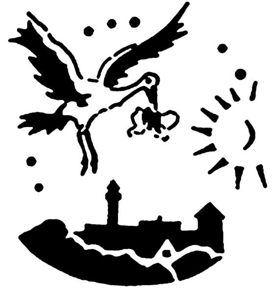 Schablone für Tortendekoration Storch m. Baby D26cm