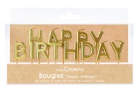 Kerzen Happy Birthday gold