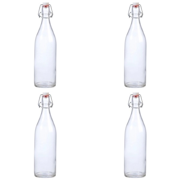 4er Set Flasche Lory 1 l mit Porzellan-Bügelverschluss