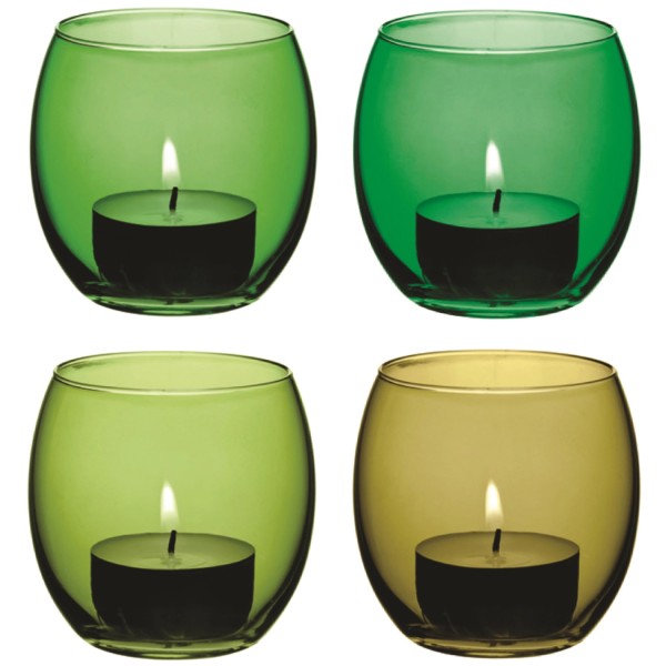 4er Set Coro Teelichthalter H6.5cm leaf assortiert