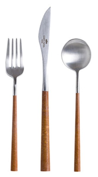 18tlg Mito Besteckset Dessert brushed Holzgriff
