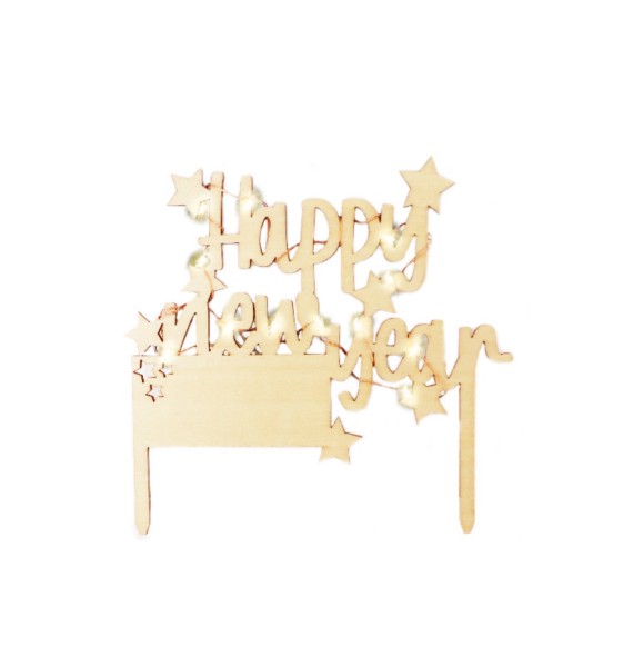 Cake Topper mit LED-Beleuchtung Happy New Year