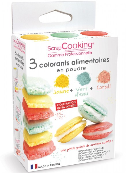 Farbpulver - Set gelb, pastellgrün, korall 3x5g