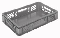 Behälter grau 60x40x12cm Standard Boden geschlos/Wände perfo