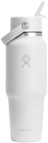 Trinkflasche Travel Wide Flex Deckel Strohhalm 945ml weiss