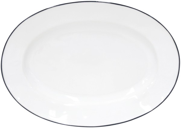 Beja Platte oval 30x21.6 H3.3cm weiss-blau