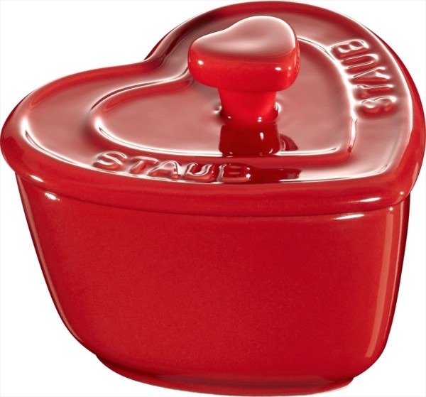Keramik Cocotte Herz, Kirschrot 0.2l 10cm