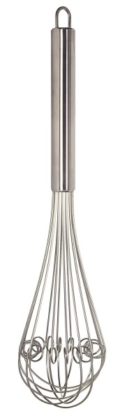 Schwingbesen 28cm Edelstahl Griff D2.5cm, 2mm Draht, 6Drähte
