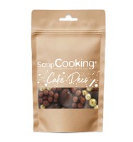 Deko Schoko Perlen schwarze Schokolade und gold 50g