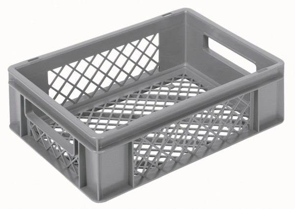 Behälter grau 40x30x12cm Standard Boden und Wände perforiert