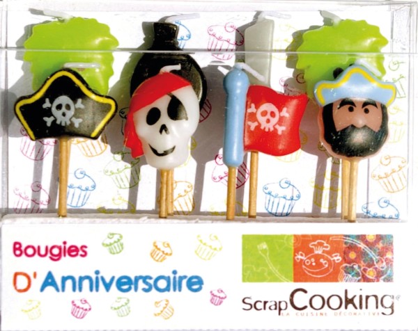 8er Set Kerzen Piratenmotiv