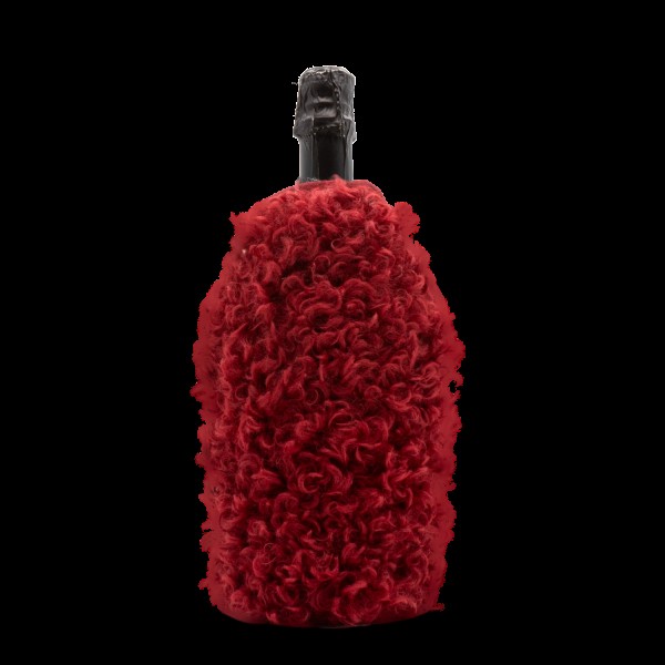 Flaschenkühler mit Wolle rot