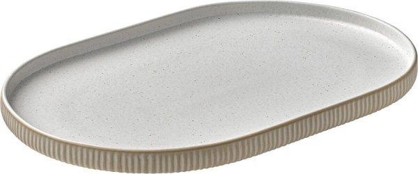 Playground Nara Platte oval Relief weiss 30x20cm H2.4cm