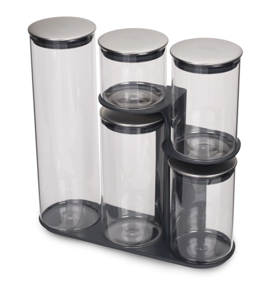 Steel Collection Food Store Podium 5tlg., Edelstahl Glas