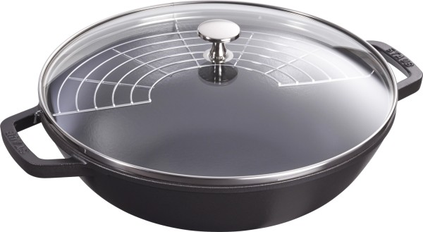 Wok mit Glasdeckel schwarz 4.4 lt., 30cm