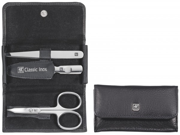 Taschen-Etui, Rindleder, schwarz, 3-tlg.