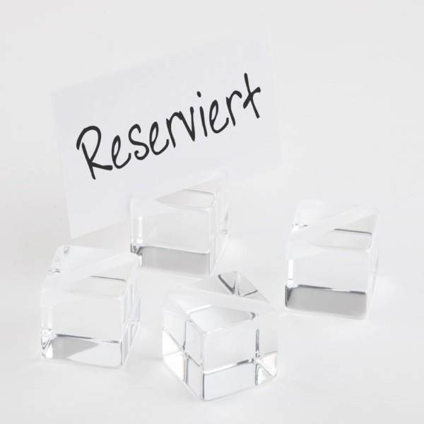 4er Set Kartenhalter Würfel 3x3x3cm, inkl. 20 Kärtchen