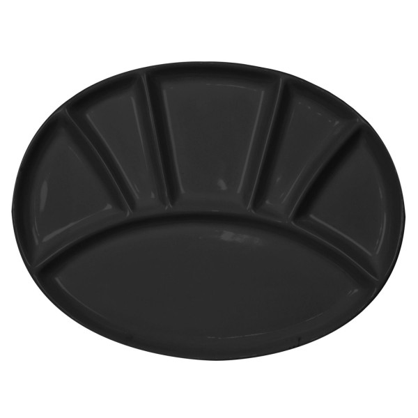 Fondueteller für Gemüse und Fleisch 30x22x2.5cm, oval, schw