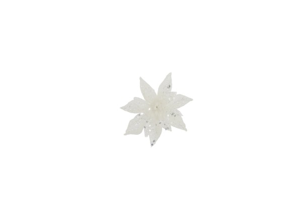 Weihnachtsstern Klammer Glitter weiss, Kunsstoff, 8cm