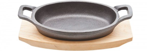 Playground Pfanne oval 2 Griffe 16cm Holzuntersetzer 15,5x10