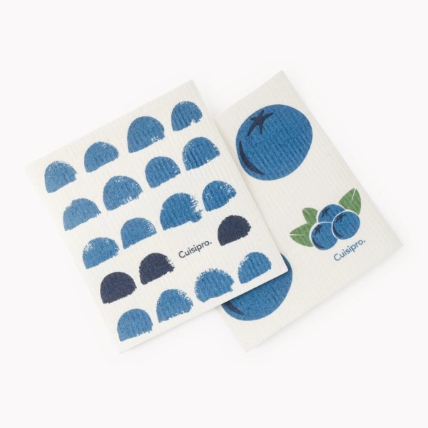 2er Set Allzweck Eco Tücher, SM, 20x17x0.2cm blau Punkte/Blu