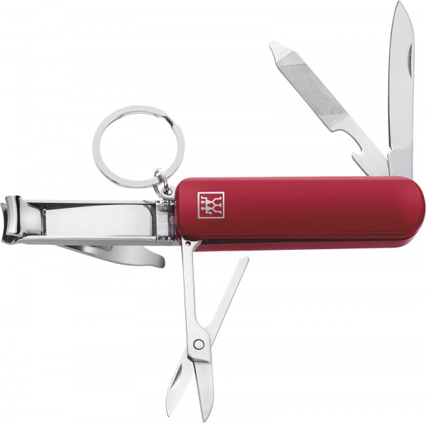 Multi-Tool m. Schlüsselanhänger, gross, rot, 74 mm