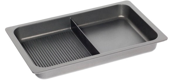 Bratplatte GN1/1, H5.5cm mit Steg, Grillboden/Glatt