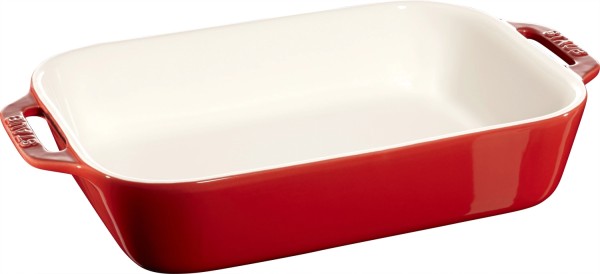 Auflaufform 27x20cm, rechteckig, Kirsch-Rot, Keramik